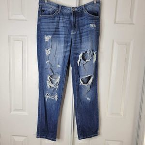 Kancan Boyfriend Mid-Rise Jeans 11 / 29 KC8281M Distressed Ripped Medium Wash
